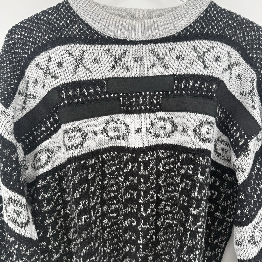 Vintage 80s 90s Y2K Chartwell Knit Sweater Sz Large Leather Chunky Knit - Picture 7 of 9